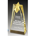 Sculpted Acrylic Star Gold Reflective Column Award - 3 1/2"x10"x 2" thick